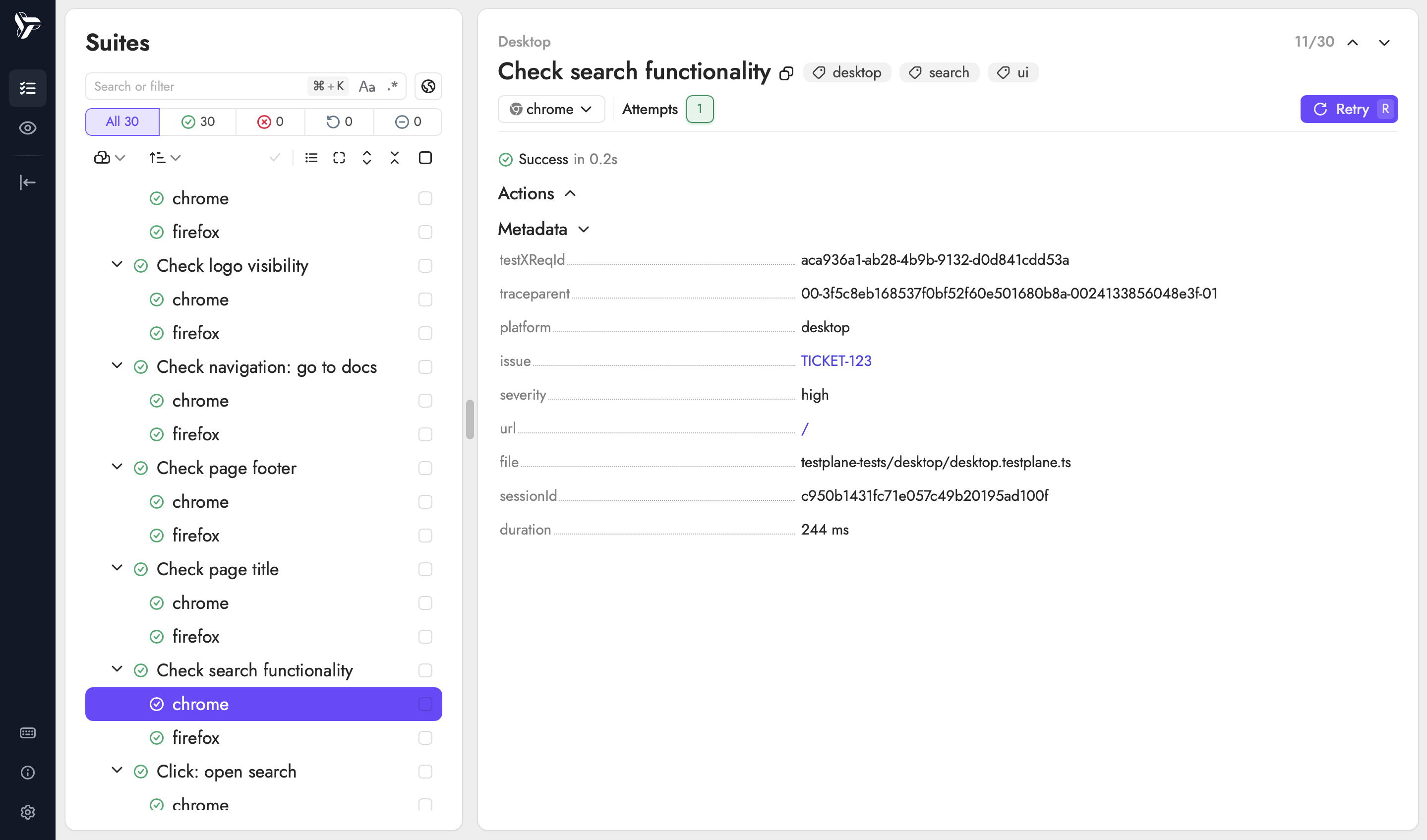 Metadata in Testplane GUI