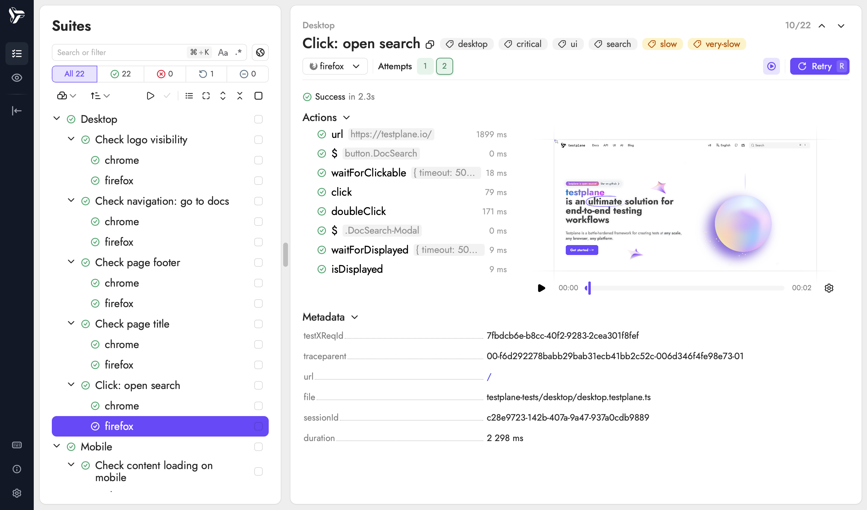 Tags in Testplane GUI